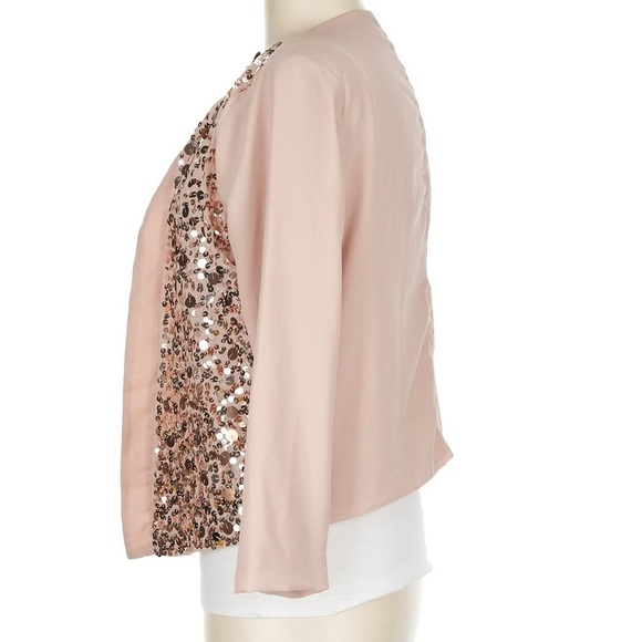 Gap Blush Pink Sequined Open Front Lightweight Coverup Cardigan Size Medium M - Picture 3 of 7